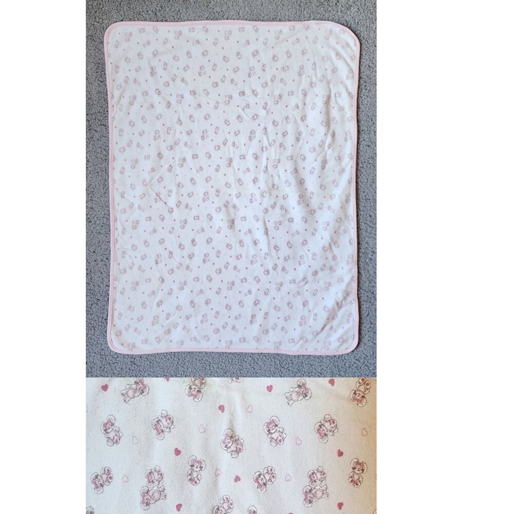 Small Wonders Baby Security Receiving Swaddle Blanket White/Pink Mouse 29 x 22